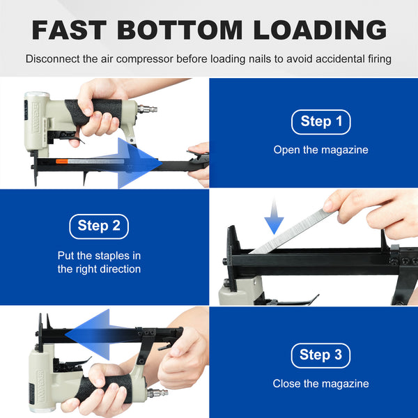 WOODPECKER N7116 Pneumatic Upholstery Stapler, 22 Guage Type 71, 3/8-Inch Crown