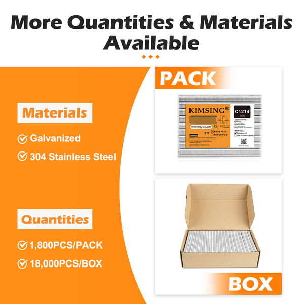 KIMSING C1214/C14 17 Gauge 11/32-Inch Crown Hog Ring Staples