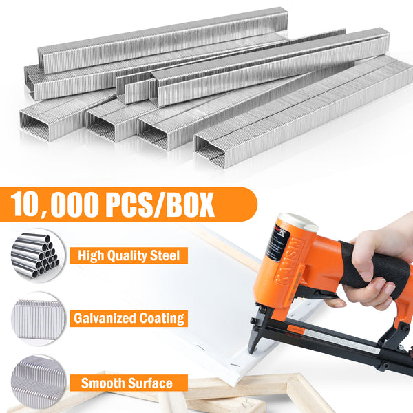 KIMSING 22 Gauge 71 Series 3/8'' Crown 1/4'' to 3/8'' (6-10mm) Leg Length Galvanized Upholstery Staples(10,000 PCS/Box)