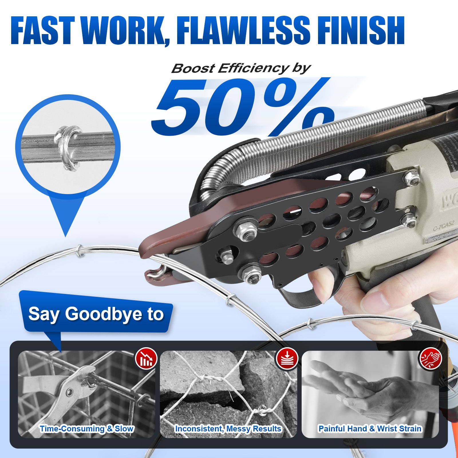 WOODPECKER C-7CA52 Pneumatic Hog Ring Gun, 15 Gauge, 3/4-Inch Crown, 4.8mm Closing Diameter