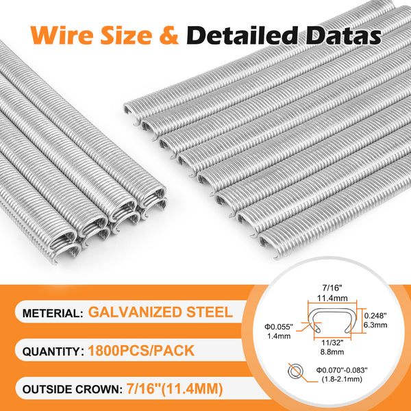 KIMSING C1214/C14 17 Gauge 11/32-Inch Crown Hog Ring Staples