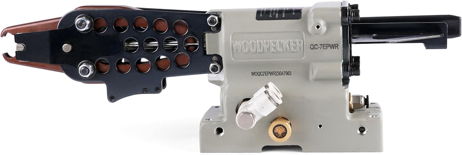 WOODPECKER QC-7EPFR 15 Gauge 3/4-Inch Semi-Automatic Hog Ring Gun with Foot Pedal Control, 7.5 to 8.3 mm Closing Diameter
