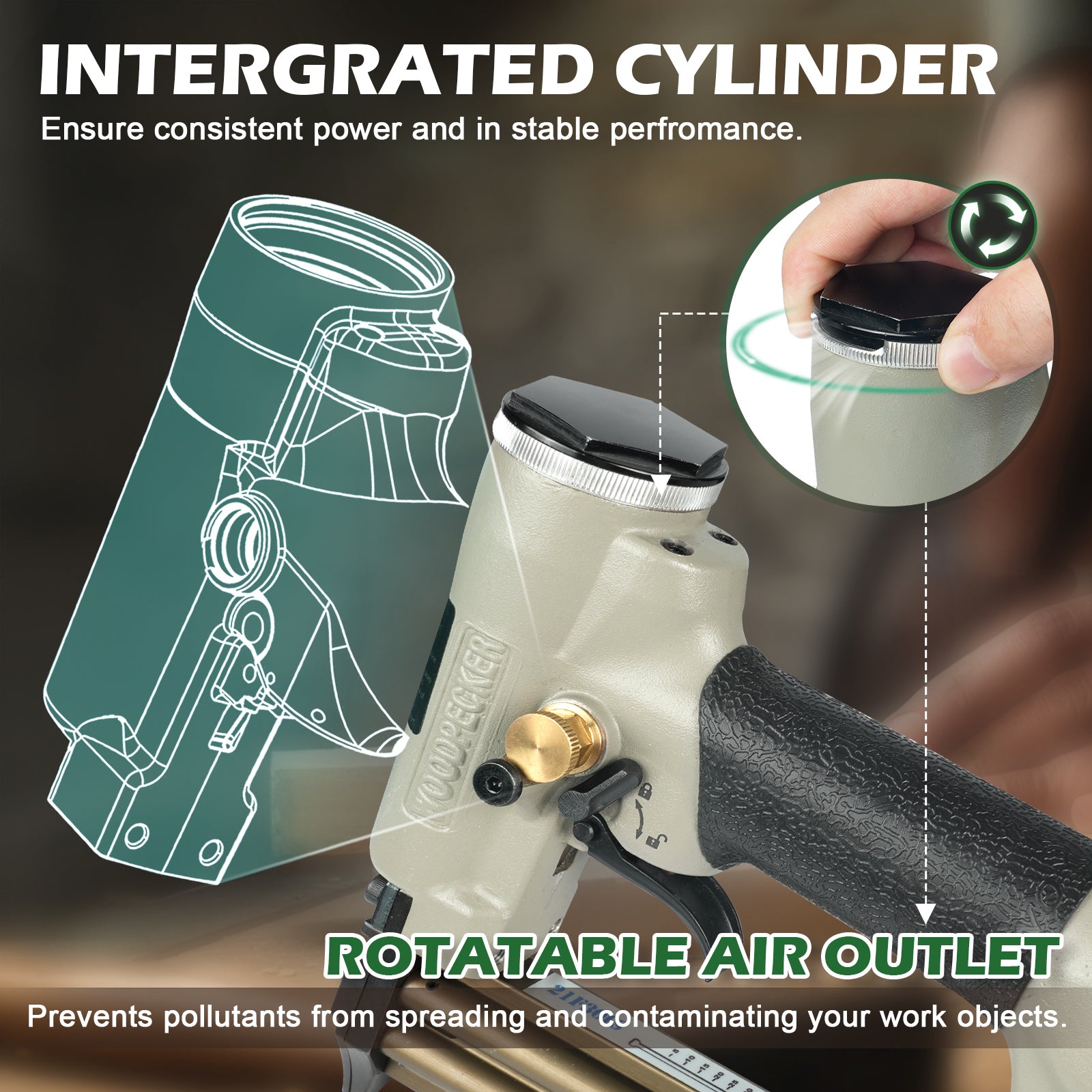 Woodpecker 21F30LS Pneumatic Brad Nailer, 18 Gauge, 3/8-inch to 1-3/16-Inch (10mm-30mm)