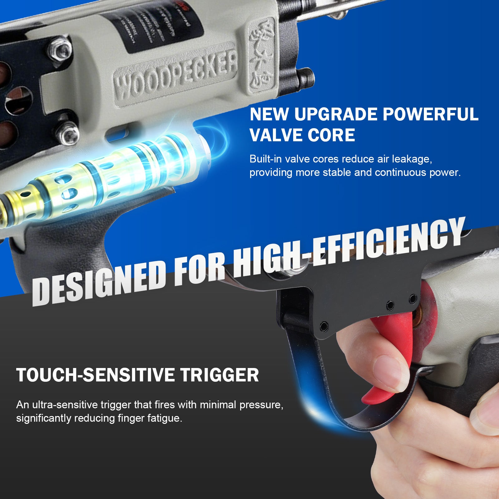 WOODPECKER V6C7EFA 15 Gauge 3/4-Inch Pneumatic Hog Ring Gun 7.5-8.3mm Closure Diameter with Stainless Steel Magazine