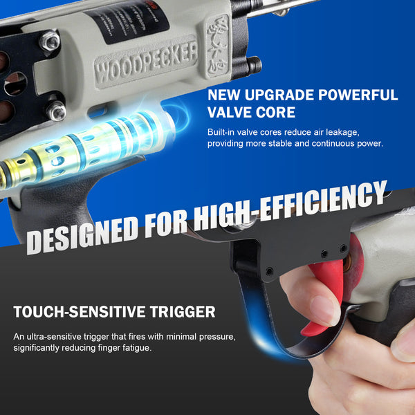 WOODPECKER V6C7EFA 15 Gauge 3/4-Inch Pneumatic Hog Ring Gun 7.5-8.3mm Closure Diameter with Stainless Steel Magazine