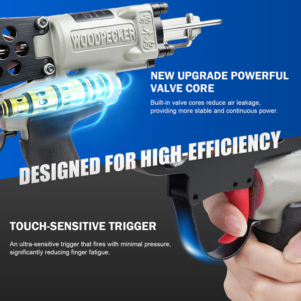 WOODPECKER V6C7CF52 15 Gauge 3/4-Inch Pneumatic Hog Ring Gun 5.2-5.8mm Closure Diameter with Stainless Steel Magazine