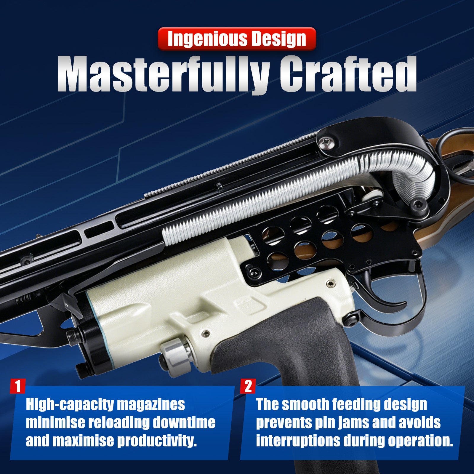 WOODPECKER C3 Pneumatic Coir Mattress Hog Ring Gun, 15 Gauge, 1-1/8-Inch Crown, 10.5mm Closing Diameter