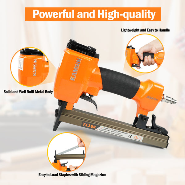 KAMSIN 7116K Pneumatic Upholstery Stapler,22 Guage Type 71 ,3/8-Inch Crown