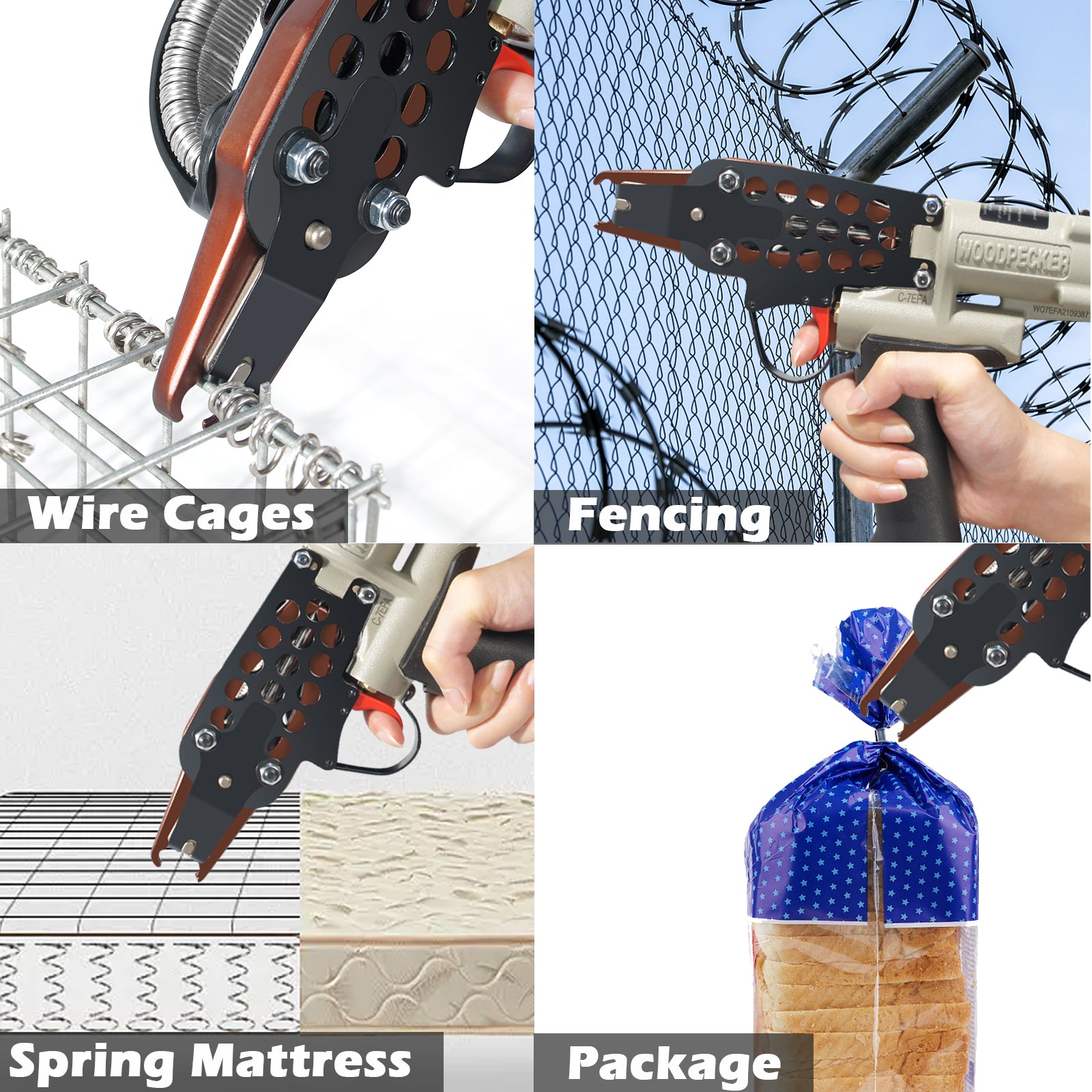 WOODPECKER C-7EF Intensified Power Pneumatic Hog Ring Gun, 15 Gauge , 3/4-Inch Crown, 7.0mm Closing Diameter