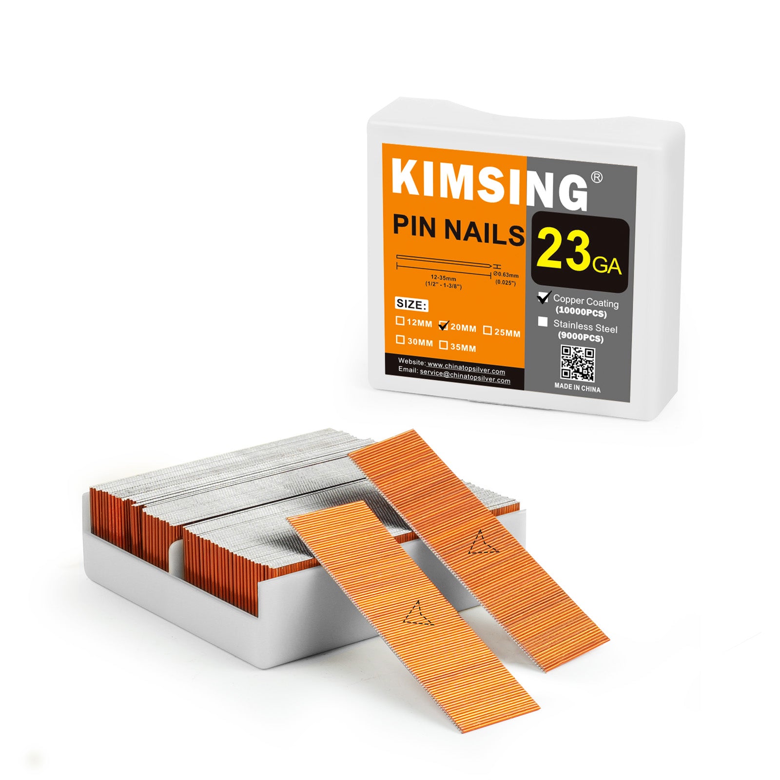 KIMSING 23 Gauge Headless Pin Nails 1/2-Inch to 1-3/8-Inch (12-35mm) Length