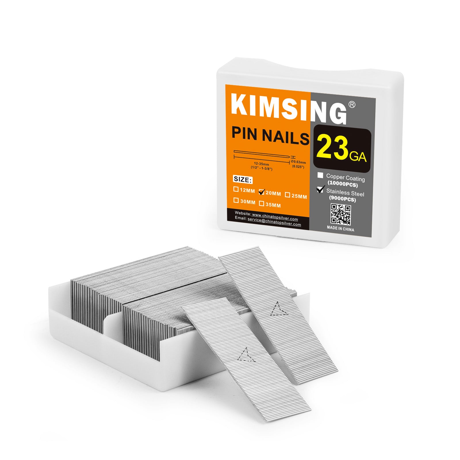 KIMSING 23 Gauge Headless Pin Nails 1/2-Inch to 1-3/8-Inch (12-35mm) Length