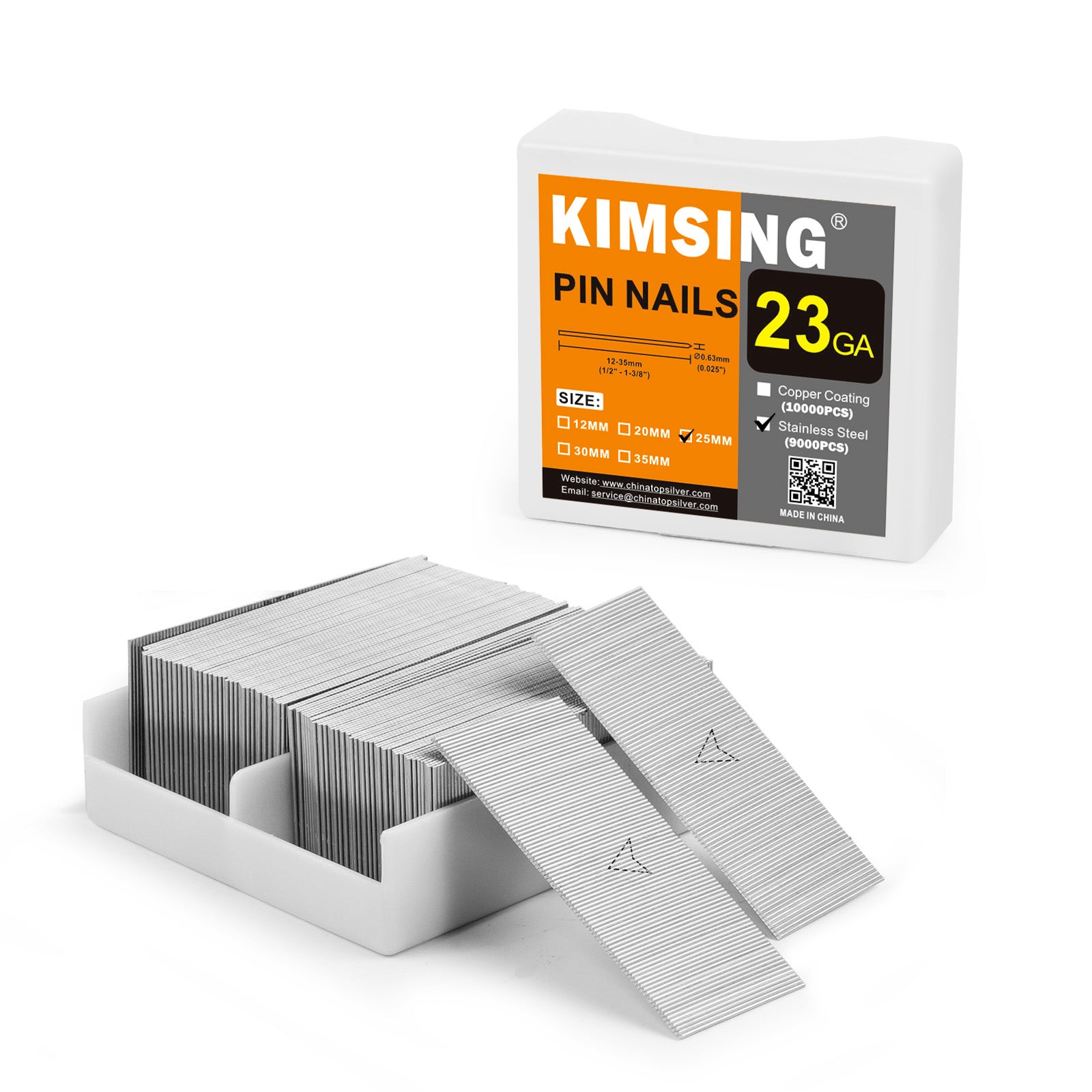 KIMSING 23 Gauge Headless Pin Nails 1/2-Inch to 1-3/8-Inch (12-35mm) Length