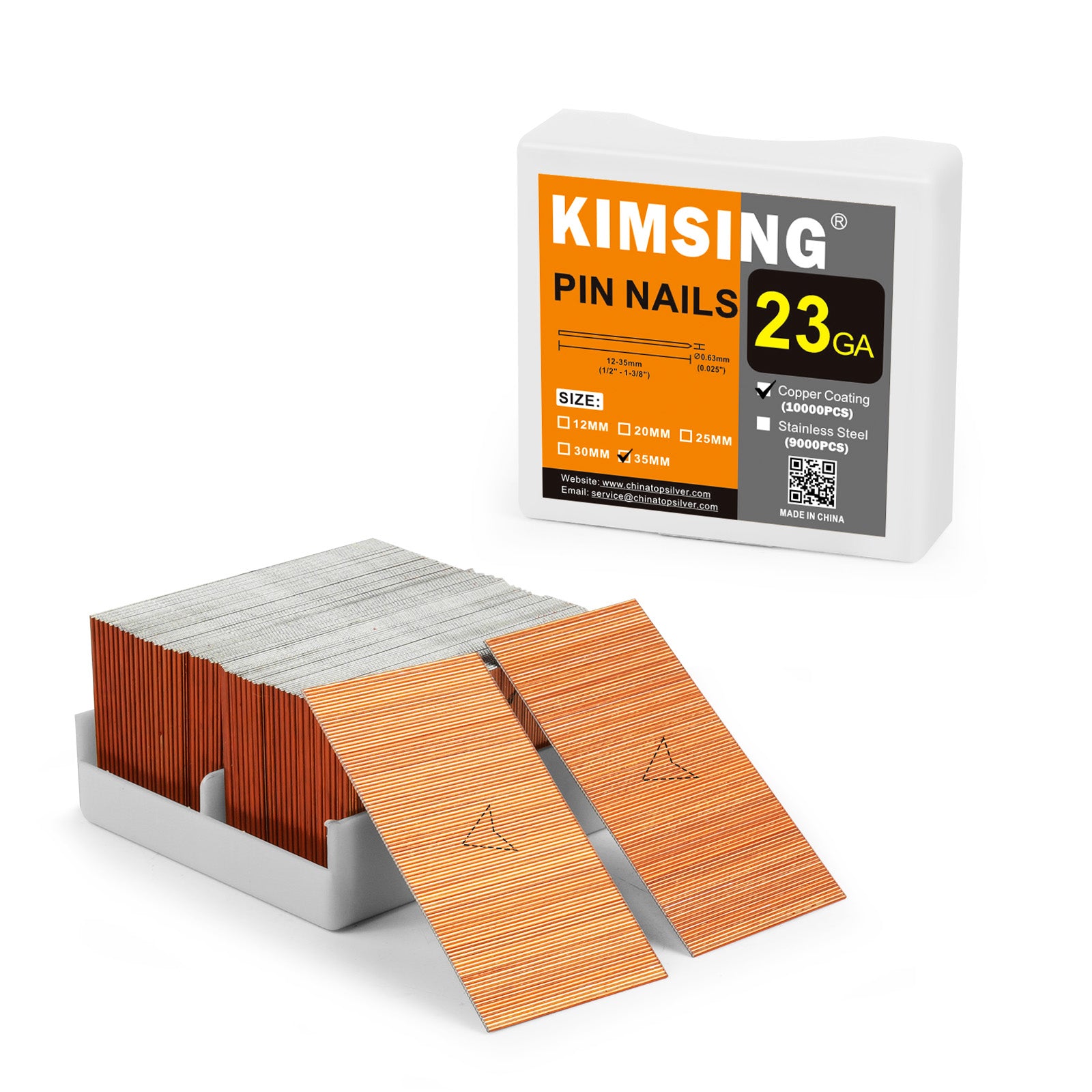 KIMSING 23 Gauge Headless Pin Nails 1/2-Inch to 1-3/8-Inch (12-35mm) Length