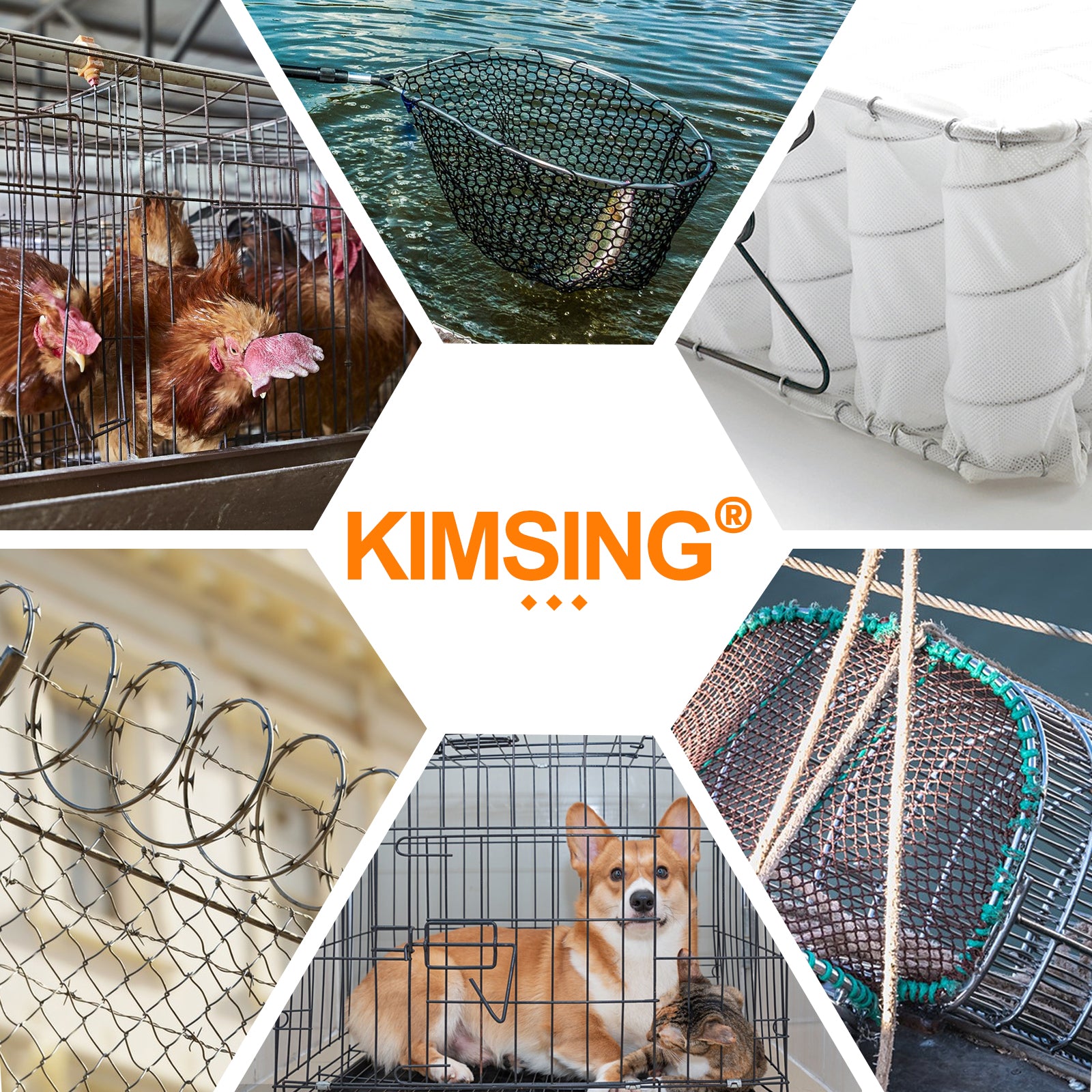 KIMSING SC7 15 Gauge 3/4'' Crown C-Rings Hog Rings  in 304 Stainless Steel & Galvanized Steel, Wire Fencing Staples, Fasteners for Hog Ring Tool, C Ring Plier, 1000 PCS/Pack & 10000PCS/Box