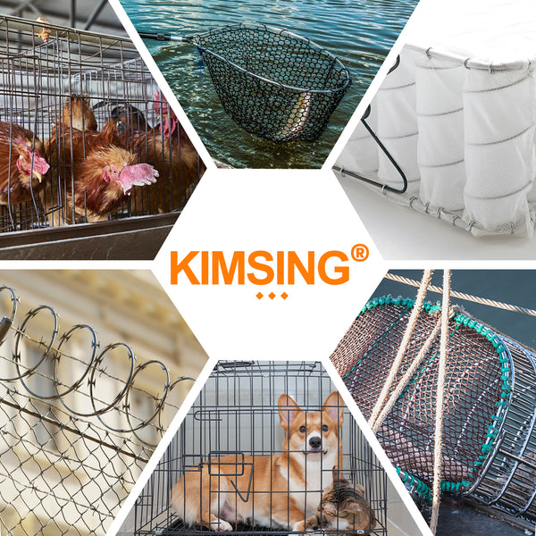KIMSING SC7 15 Gauge 3/4'' Crown C-Rings Hog Rings  in 304 Stainless Steel & Galvanized Steel, Wire Fencing Staples, Fasteners for Hog Ring Tool, C Ring Plier, 1000 PCS/Pack & 10000PCS/Box