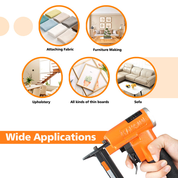 KAMSIN KN7116 Pneumatic Upholstery Stapler, 22 Gauge Type 71, 3/8-Inch Crown