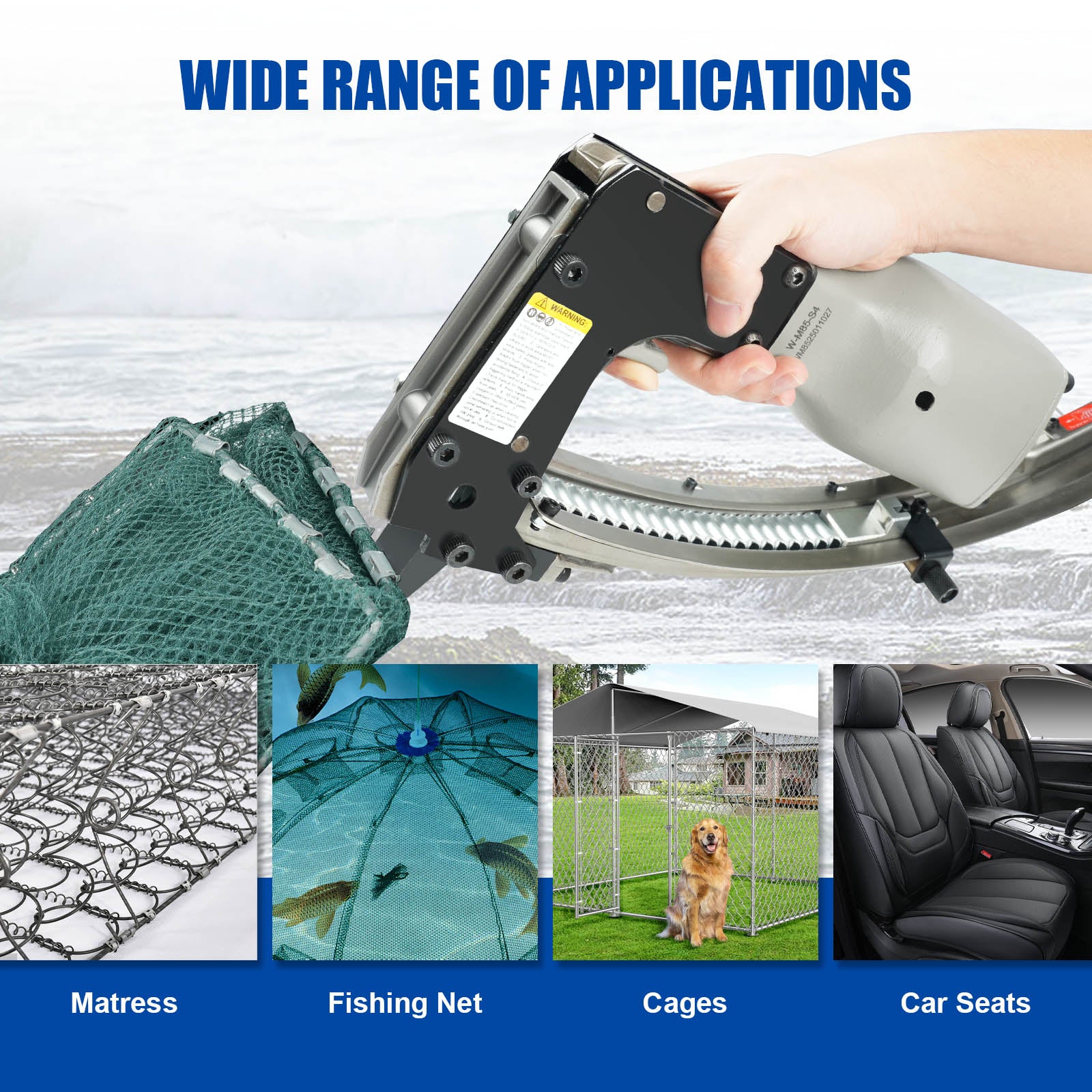 WOODPECKER M85 Clinching Clipper Pneumatic Clinch Clip Tool for Crab Pots, Lobster Traps, Wire to Wire Fastening