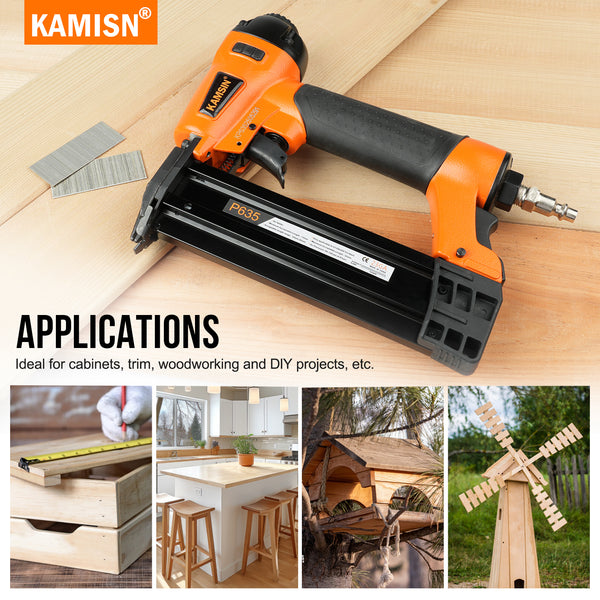 KAMSIN P635 Pneumatic Headless Pin Nailer, 23 Gauge, 1/2-Inch to 1-3/8-Inch (12 to 35mm)