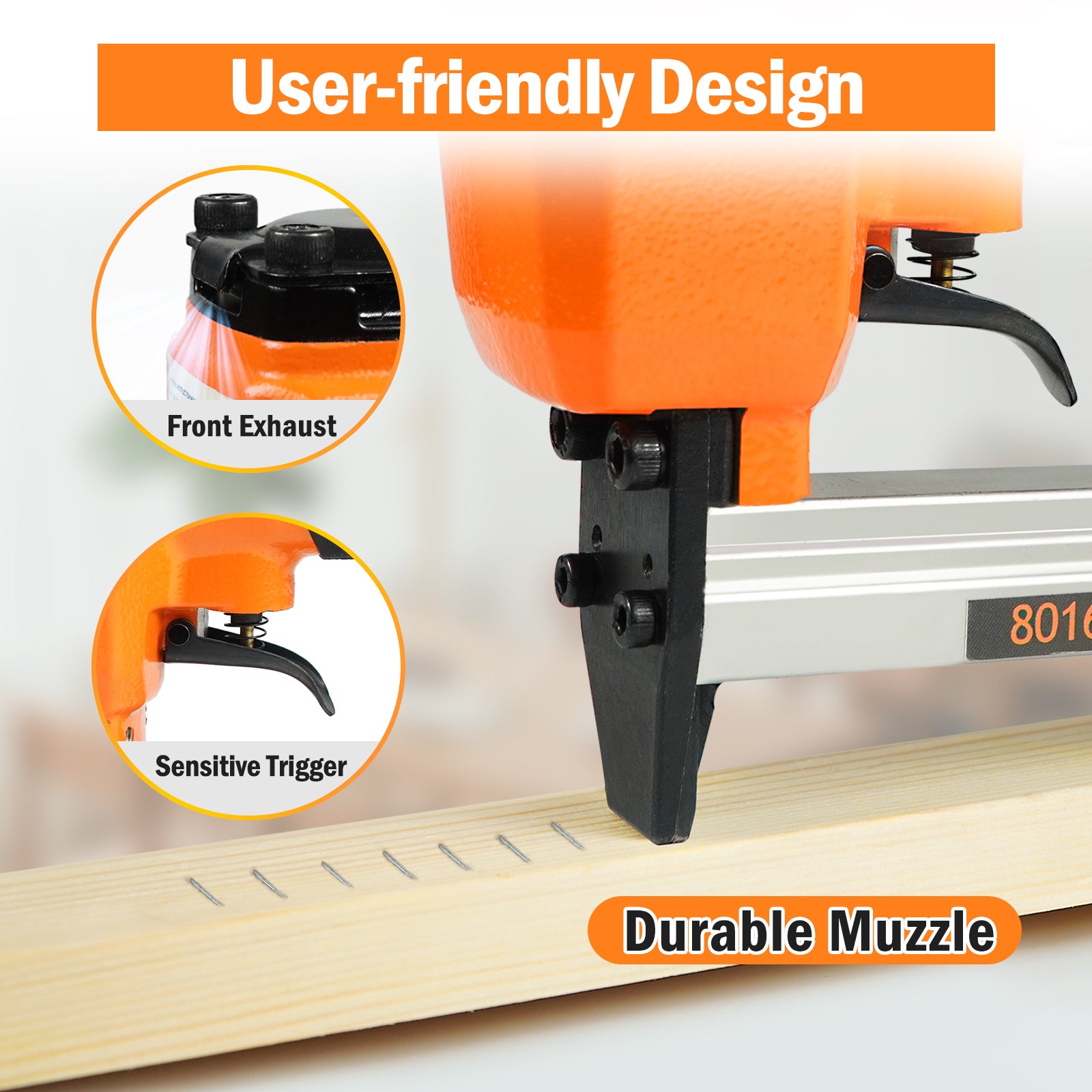 KAMSIN 8016K Pneumatic Upholstery Stapler, 21 Gauge Type 80, 1/2-Inch Crown