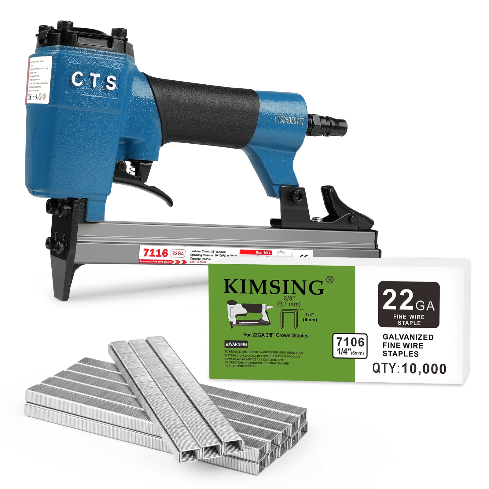 CTS 7116 Pneumatic Upholstery Stapler, 22 Guage Type 71, 3/8-Inch Crown
