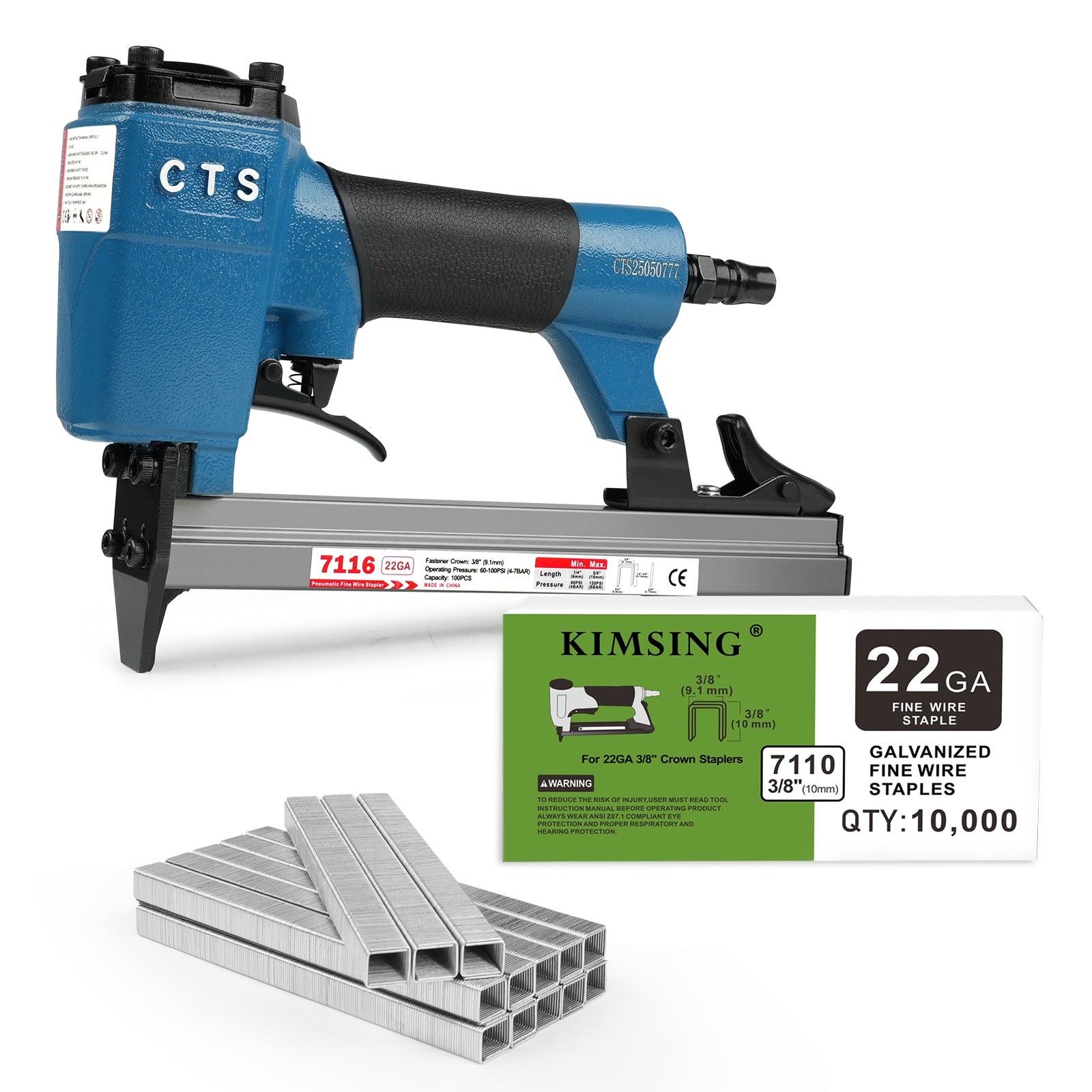CTS 7116 Pneumatic Upholstery Stapler, 22 Guage Type 71, 3/8-Inch Crown