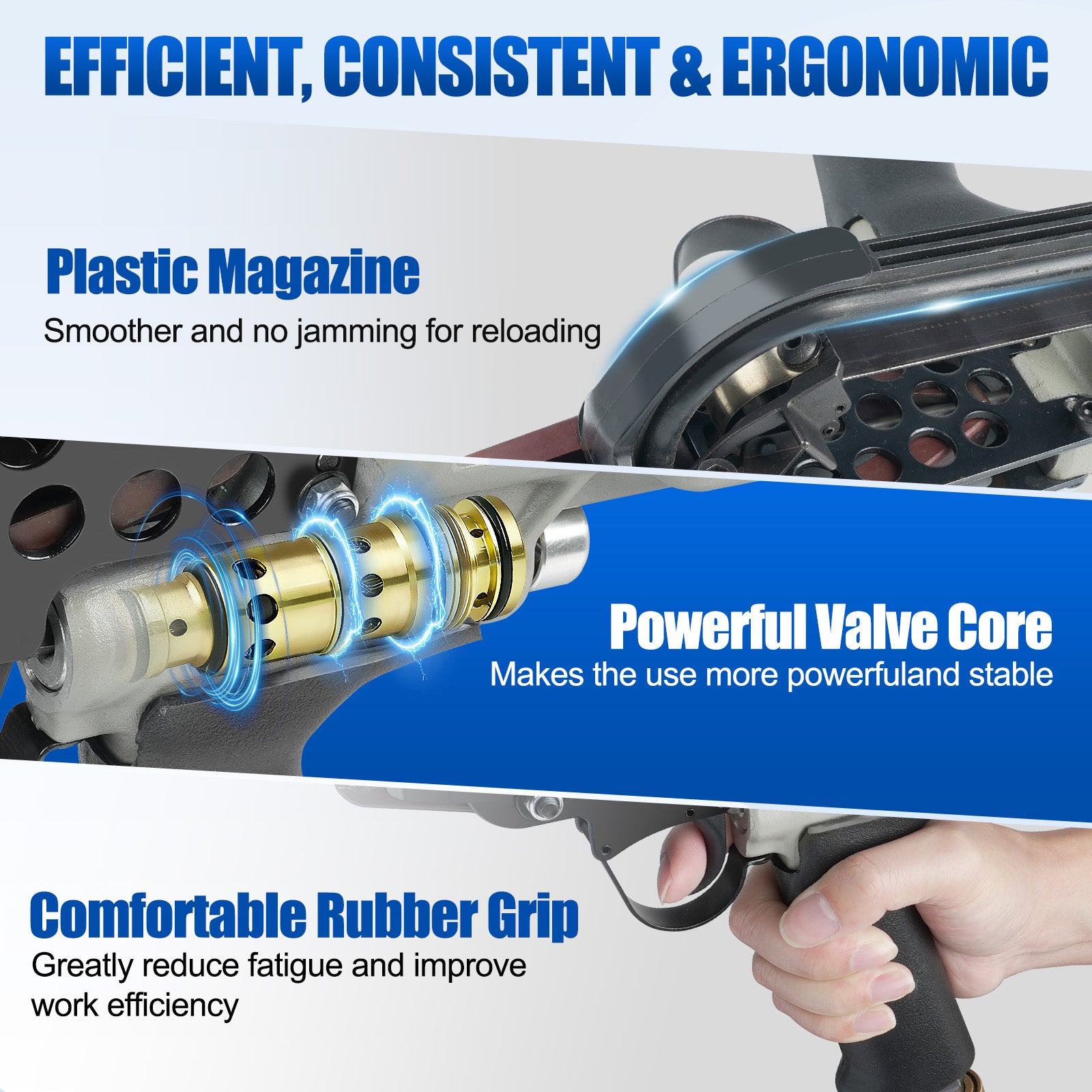 WOODPECKER C-77XE Pneumatic Hog Ring Gun, 15 Gauge, 3/4-Inch Crown, 7.0 mm Closing Diameter