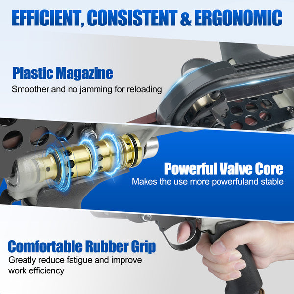 WOODPECKER C-77XE Pneumatic Hog Ring Gun, 15 Gauge, 3/4-Inch Crown, 7.0 mm Closing Diameter