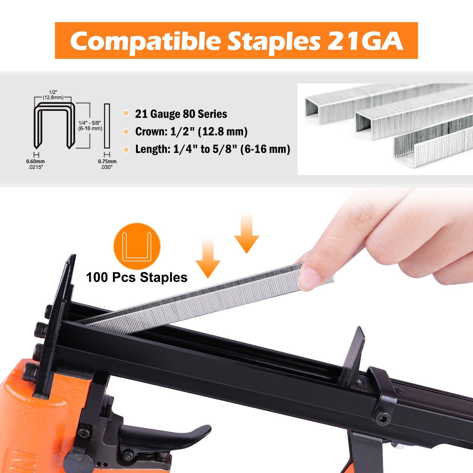KN8016S 21 Gauge Pneumatic Upholstery Stapler for 80 Series Staples with 1/2