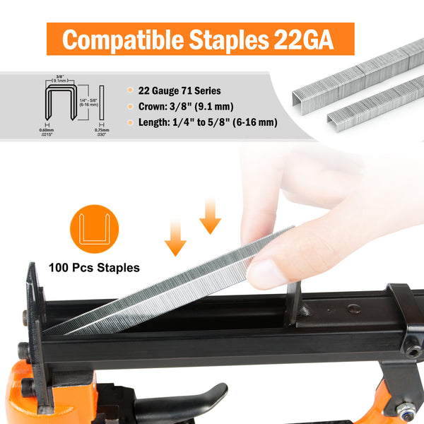 KAMSIN KN7116 Pneumatic Upholstery Stapler, 22 Gauge Type 71, 3/8-Inch Crown
