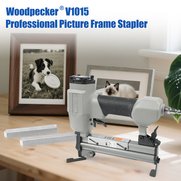 Woodpecker V1015 Pneumatic Picture Frame V Nailer Fits 7 mm to 15 mm (9/32" to 19/32") V Nails, Frame Stapler or Joiner for Picture Framing