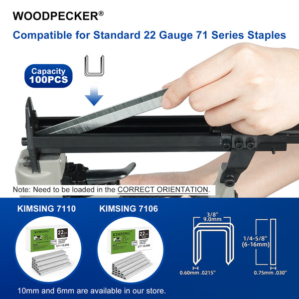 WOODPECKER N7116 Pneumatic Upholstery Stapler, 22 Guage Type 71, 3/8-Inch Crown
