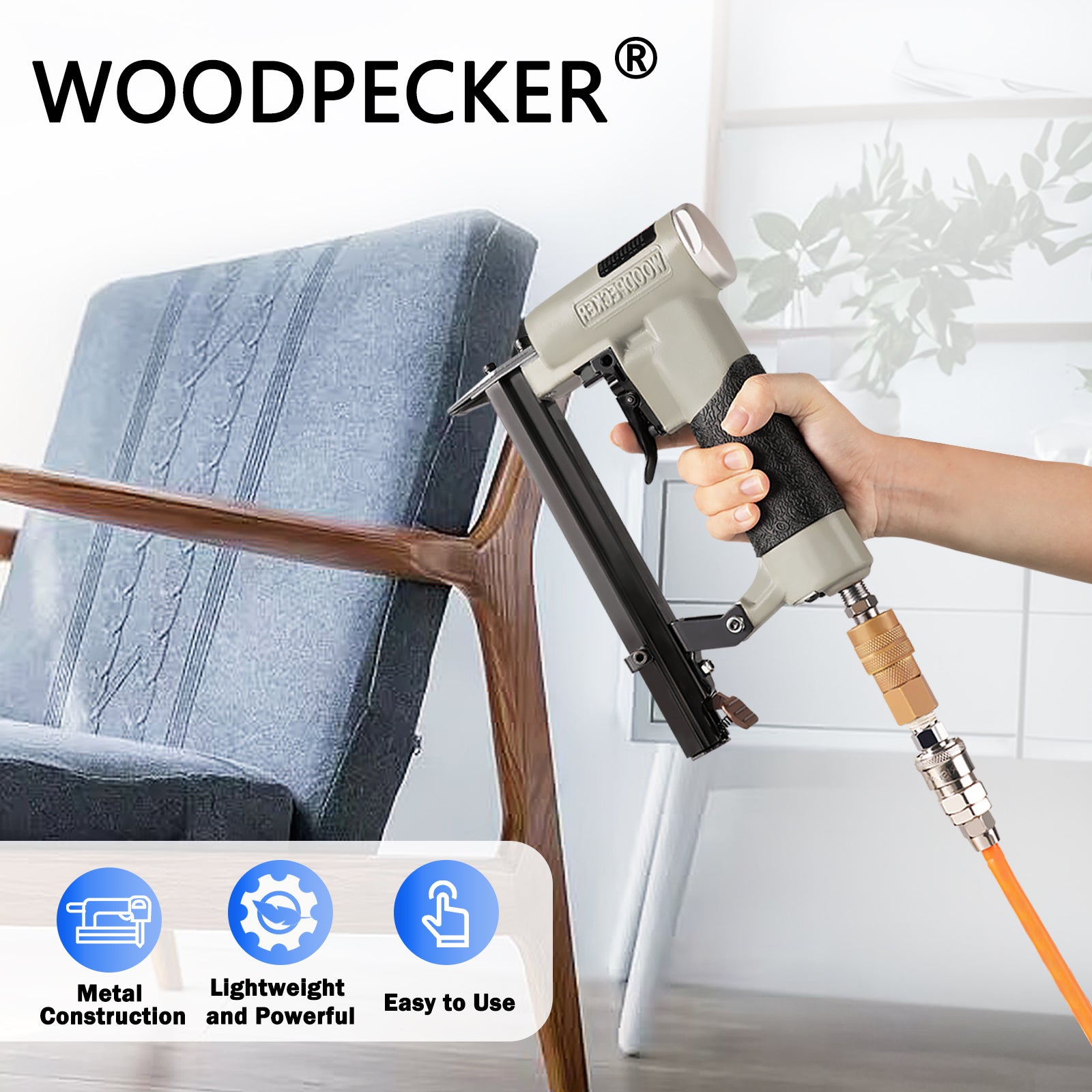 Woodpecker N8016 21 Gauge Pneumatic Upholstery Stapler 1/2