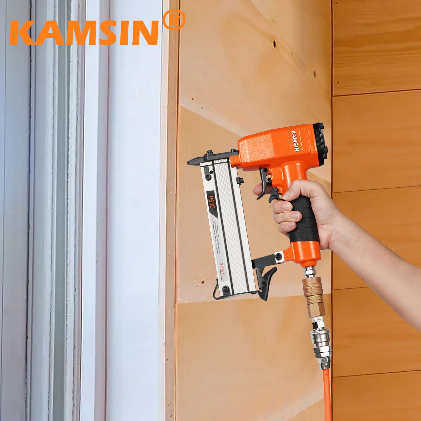 KAMSIN P630 Pneumatic Headless Pin Nailer, 23 Gauge, 1/2-Inch to 1-3/16-Inch (12 to 30mm)