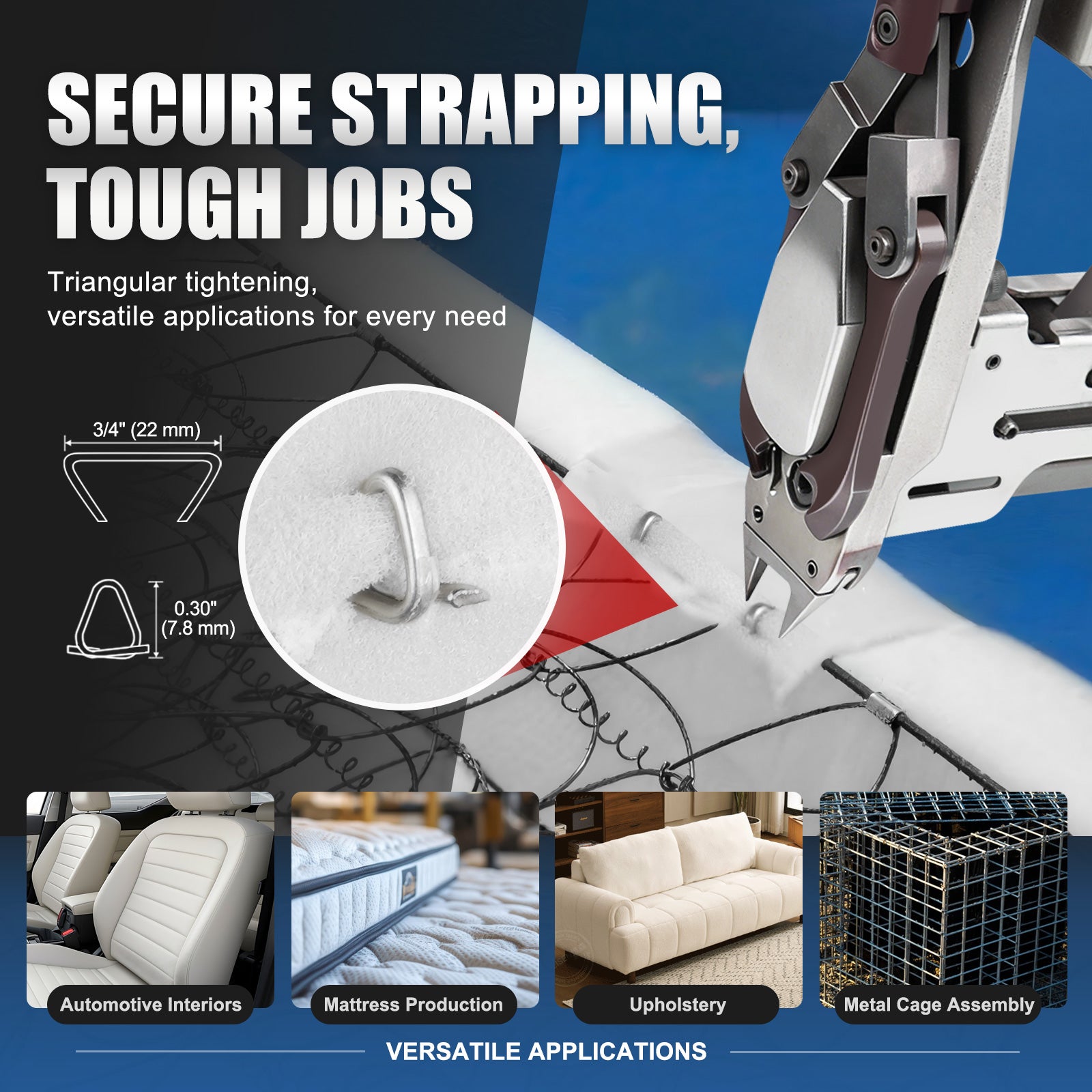 HR-22 15 Gauge 3/4'' Crown Galvanized D-Rings Hog Rings D Ring Staples for HR22 Hog Ring Plier D Ring Gun 1600 PCS/Box