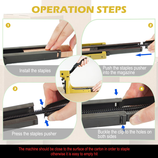 HB3515 Manual Carton Closing Stapler - 16 Gauge Staple Gun for Closing Corrugated Boxes, Folding Cartons - 34.7mm (1-3/8") Crown, 15mm (5/8") Length Staples