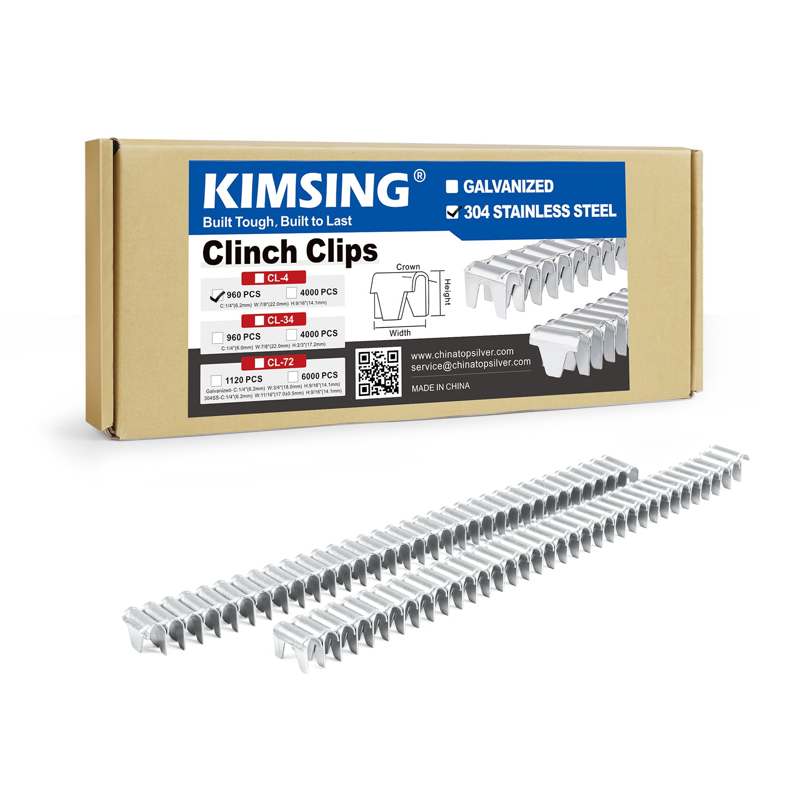 KIMSING 304 Stainless Steel Vertex M66 Clinching Clips for Harcto Pneumatic Clipper Tools