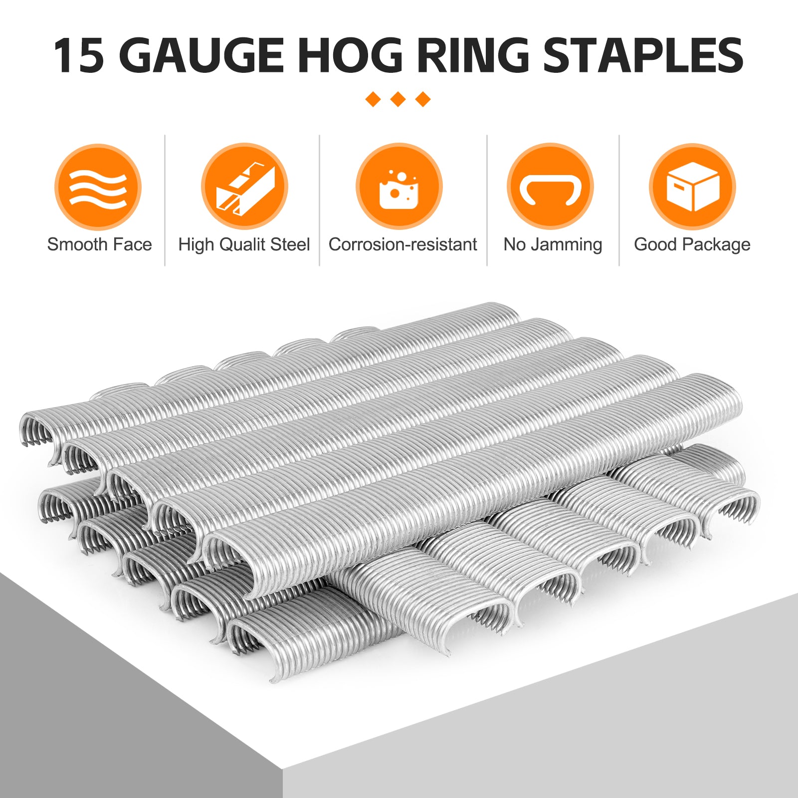 KIMSING SC7 15 Gauge 3/4'' Crown C-Rings Hog Rings  in 304 Stainless Steel & Galvanized Steel, Wire Fencing Staples, Fasteners for Hog Ring Tool, C Ring Plier, 1000 PCS/Pack & 10000PCS/Box