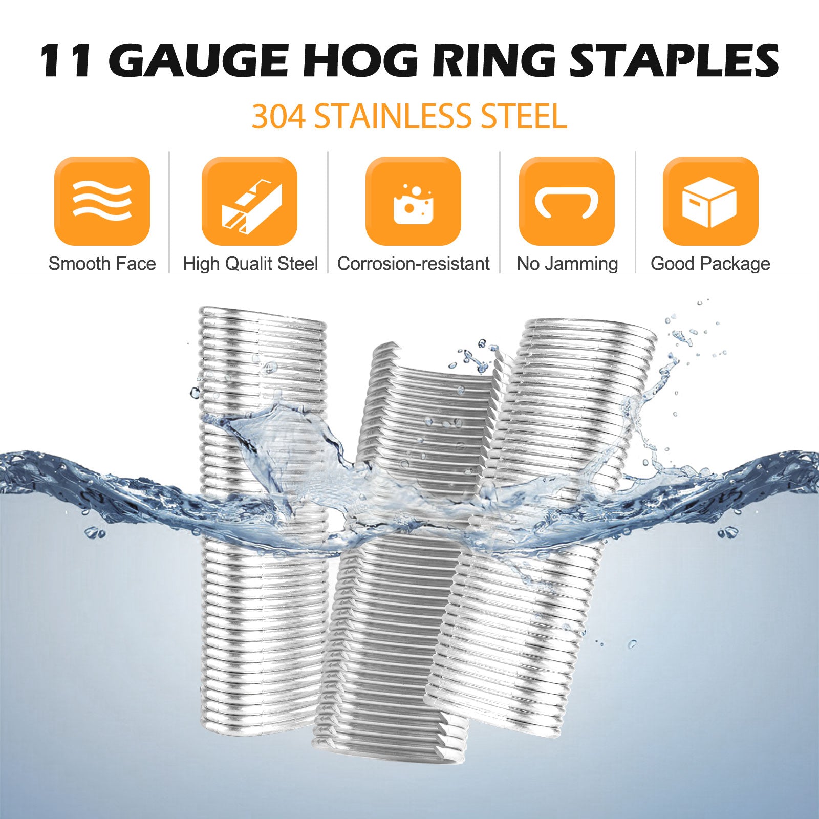 KIMSING AC50/C45 11 Gauge 1-1/2-Inch Crown Hog Ring Staples Gabion Staples