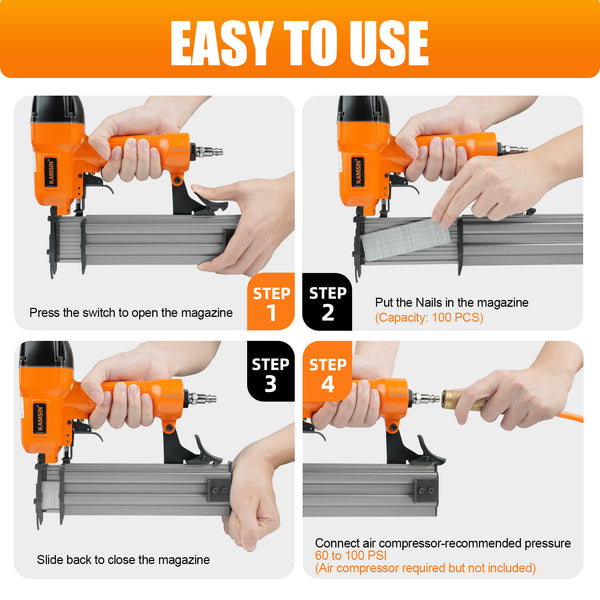 KAMSIN F50A Pneumatic Brad Nailer, 18 Gauge, 3/8-Inch to 2-Inch  (10mm-50mm)