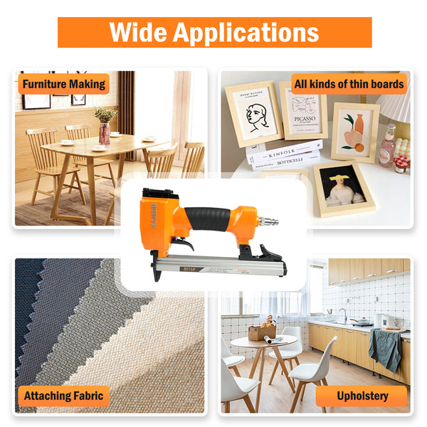 KAMSIN 8016K Pneumatic Upholstery Stapler, 21 Gauge Type 80, 1/2-Inch Crown