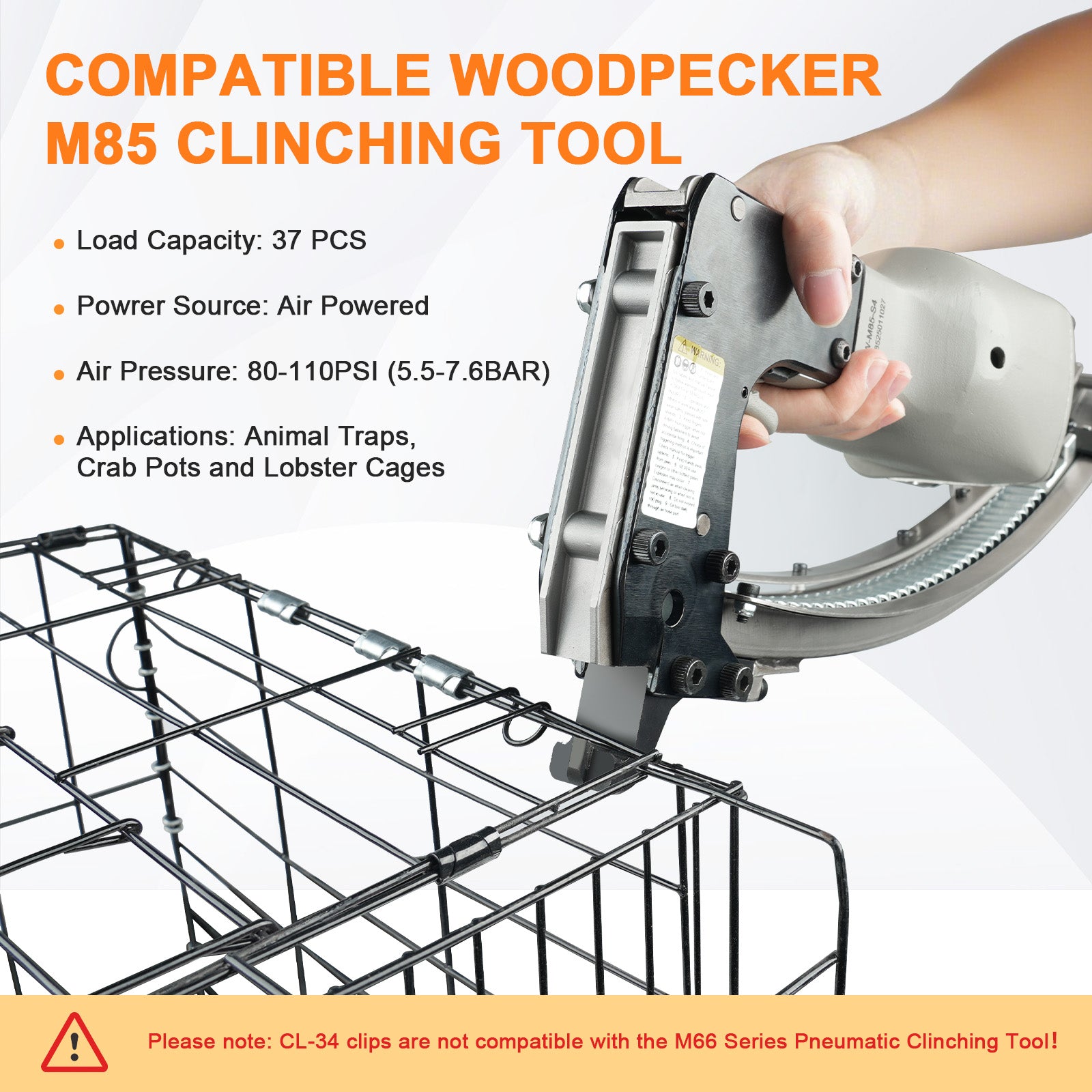 KIMSING CL-34 Galvanized Clinching Clips 960 PCS/Box Compatible with M85 Clinch Clipper Tool for Crab Pots, Lobster Traps, Wire to Wire Fastening