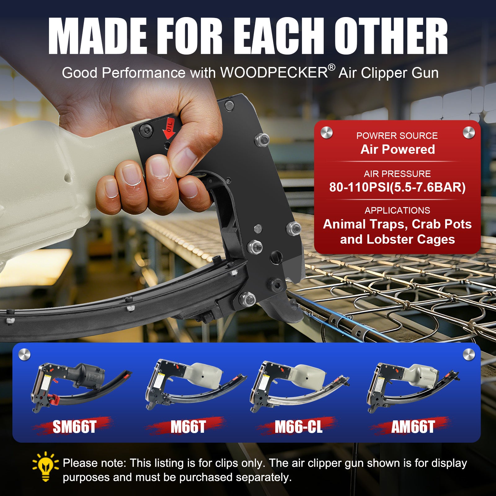 KIMSING 304 Stainless Steel Vertex M66 Clinching Clips for Harcto Pneumatic Clipper Tools