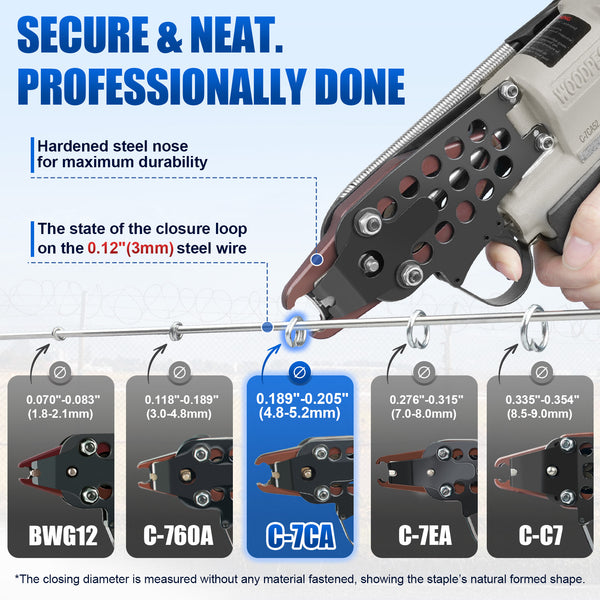 WOODPECKER C-7CA52 Pneumatic Hog Ring Gun, 15 Gauge, 3/4-Inch Crown, 4.8mm Closing Diameter