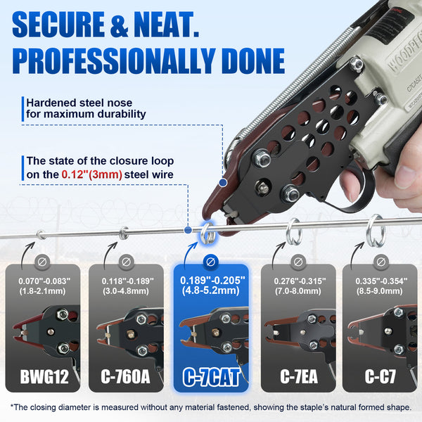 WOODPECKER C-7CA52T Pneumatic Hog Ring Gun, 15 Gauge, 3/4-Inch Crown, 4.8mm Closing Diameter