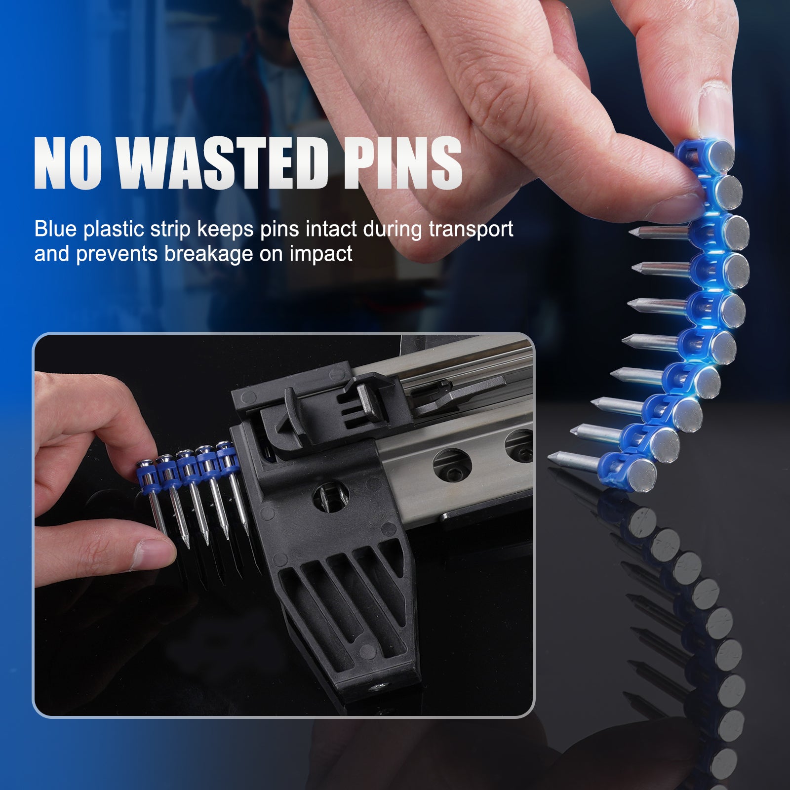 KIMSING 1-1/2 Inch Plastic Collated Concrete Pins, 1000PCS Box, 12 Gauge