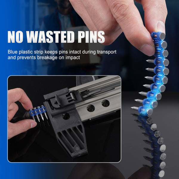 KIMSING 1 Inch Plastic Collated Concrete Pins, 1000PCS Box, 12 Gauge