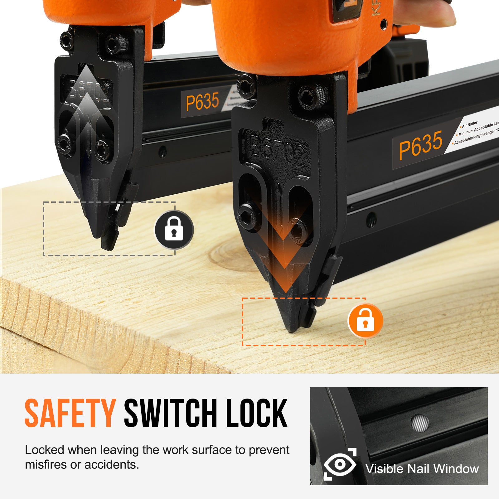KAMSIN P635 Pneumatic Headless Pin Nailer, 23 Gauge, 1/2-Inch to 1-3/8-Inch (12 to 35mm)