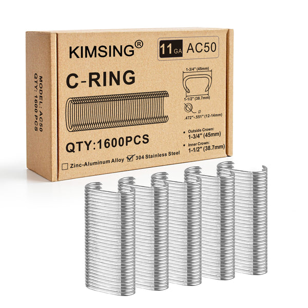 KIMSING AC50/C45 11 Gauge 1-1/2-Inch Crown Hog Ring Staples Gabion Staples