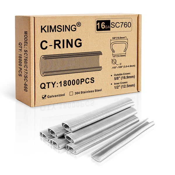 KIMSING SC760/C17 16 Gauge 1/2-inch Crown Hog Ring Staples