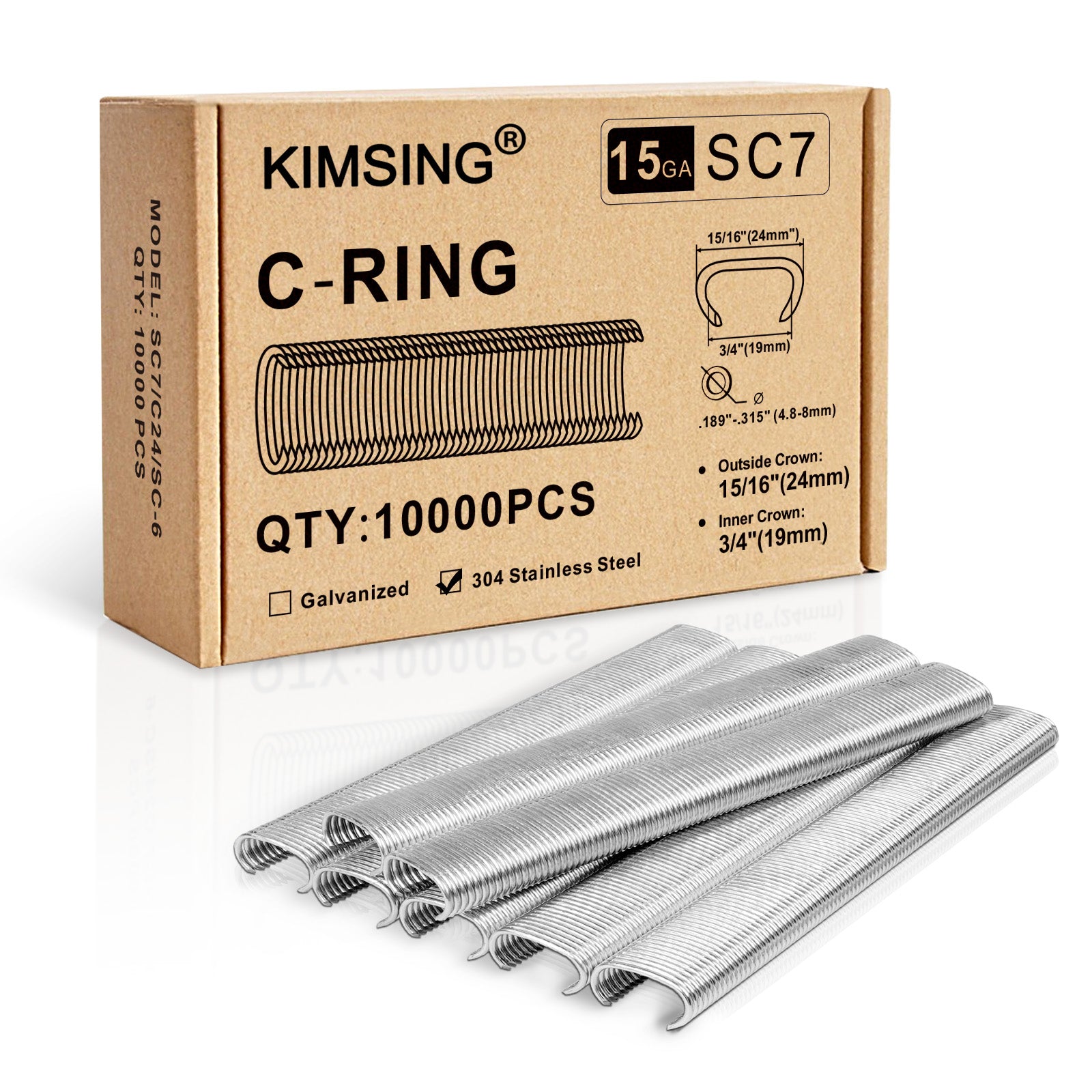 KIMSING SC7/C24 15 Gauge 3/4-Inch Crown Hog Rings Staples